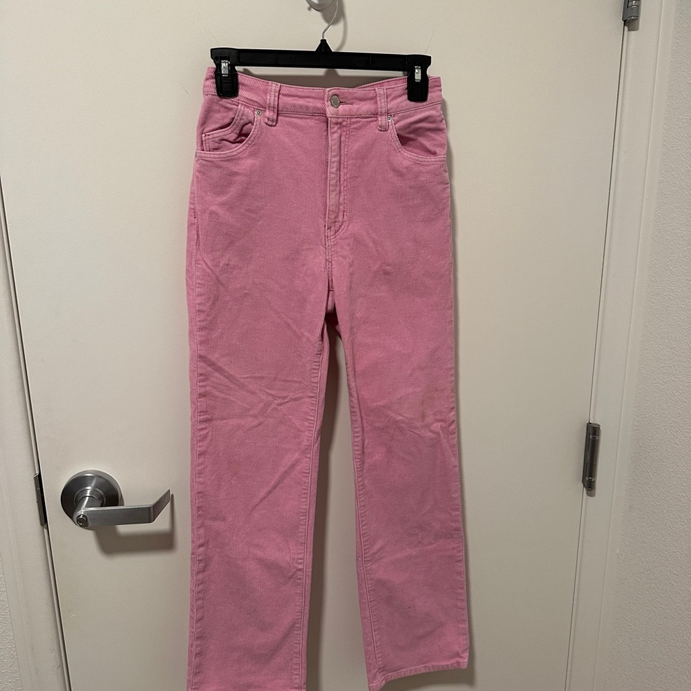 Pink flare ribbed rolla jeans
